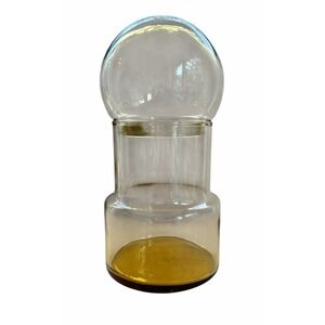 Vintage Federal Glass Amber Bubble Top Jar Canister